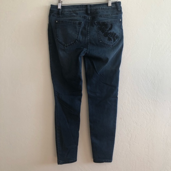 Kensie Jeans Blue Embroidered Skinny Jeans - Picture 2 of 10